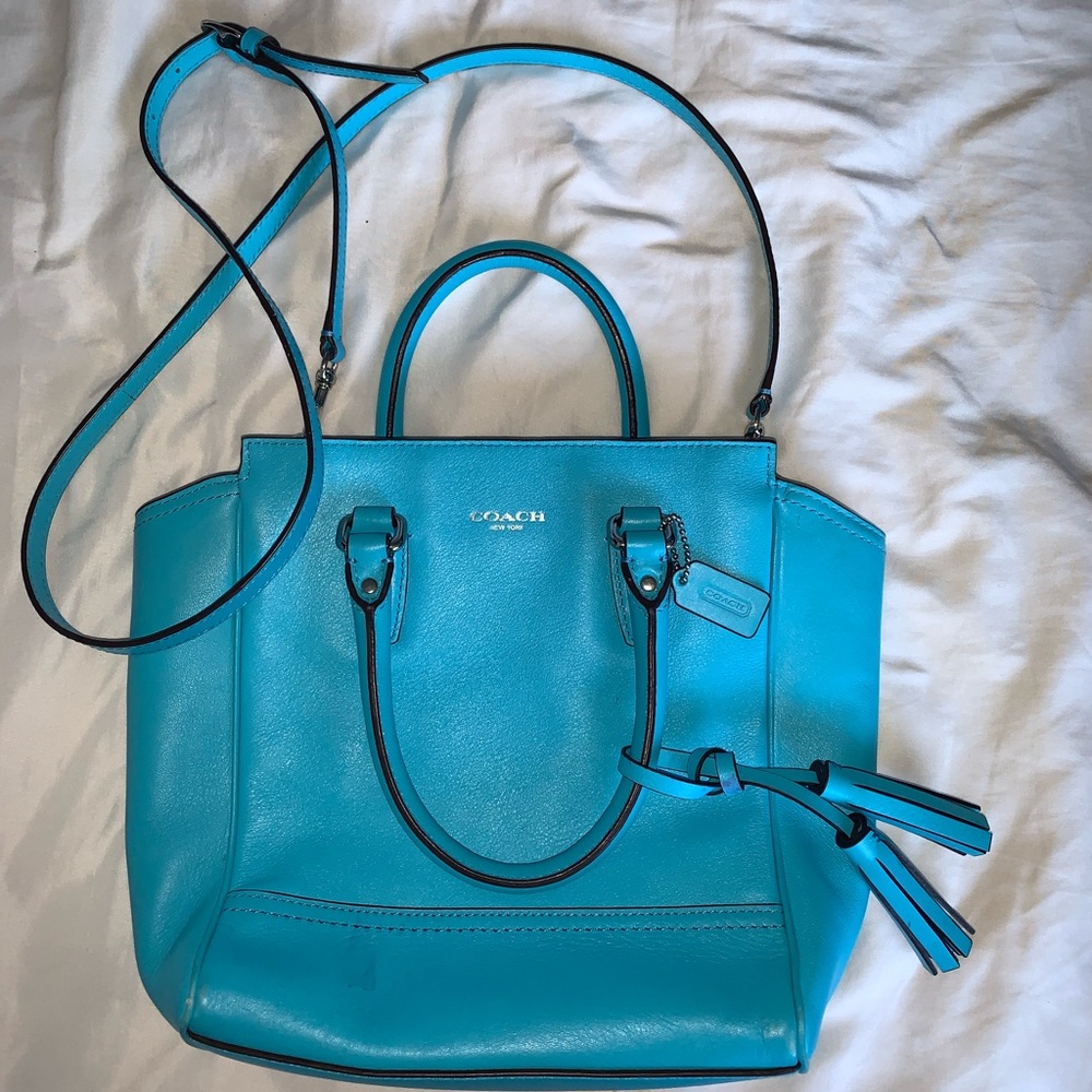 Bright blue coach purse